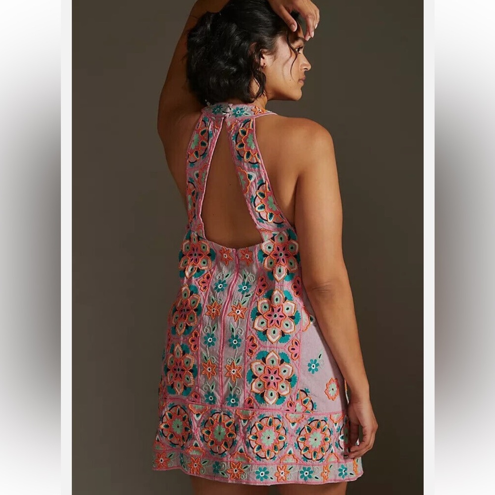 Anthropologie Embroidered and Appliqued Shift Dress